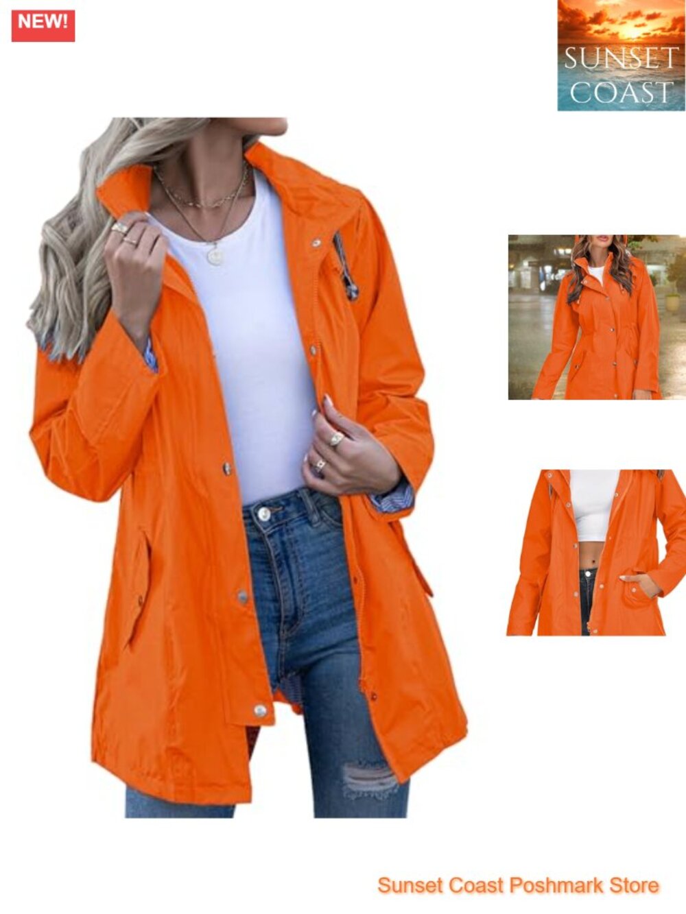 Women's Waterproof Hooded Raincoat Lightweight Windbreaker